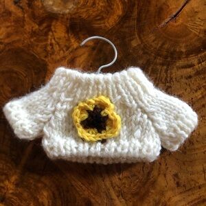 Handmade Miniature Doll Teddy Bear Knit Sweater & Hanger